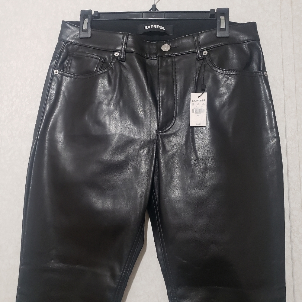 Express Black Leather Pants....size:10 R - Picture 7 of 14